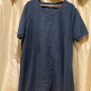 COPY - FLAX 100% Linen Dark Navy Tunic Dress L